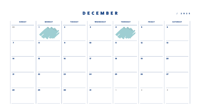 Dec. AZ State Laundry Calendar