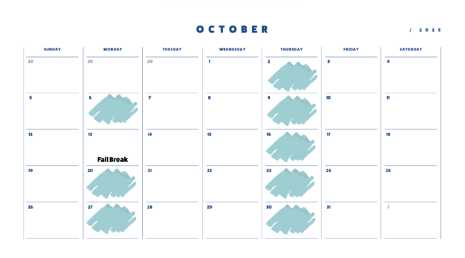 Oct. AZ State Laundry Calendar