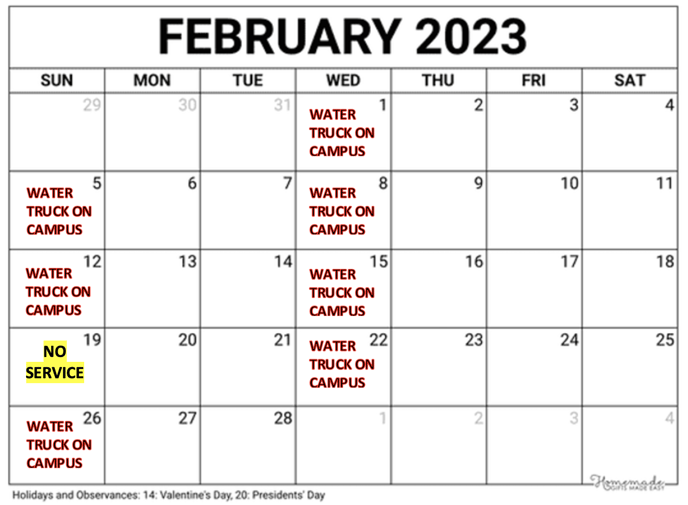 LA Waters - Feb Schedule