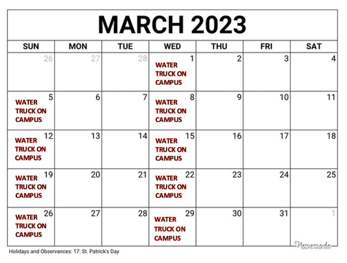 LA Waters - March Schedule