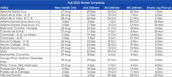 UA FALL WATER SCHEDULE 2025